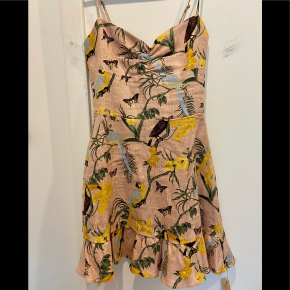 Reformation Baylor Linen Dress in Pink Nature Print - Picture 5 of 9